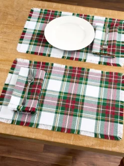 Hartland Christmas Plaid Mountain Weave Cotton Placemat, Set of 2