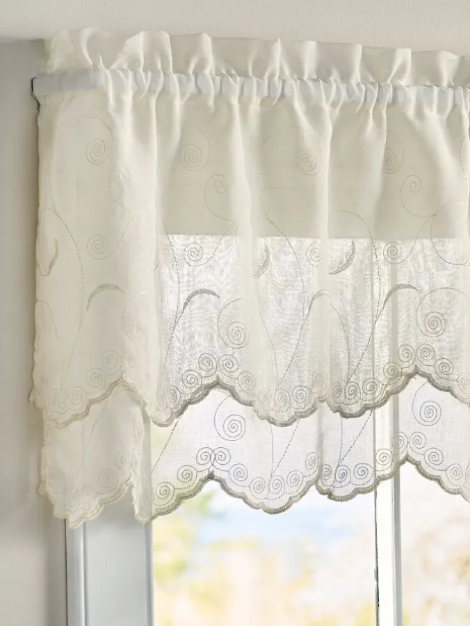 Hathaway Sheers Rod Pocket Double-Scalloped Valance by Country Curtains®