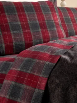 Heathered Plaid Portuguese Cotton Flannel Sheet Set