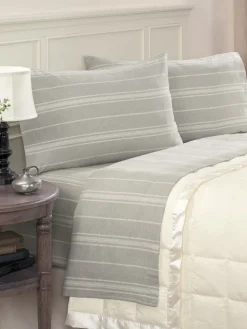 Heathered Stripe Portuguese Flannel Sheet Set