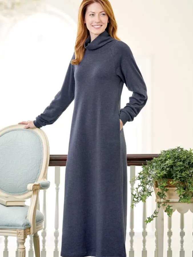 Heathered Sweatshirt Mock-TurtleNeck Popover