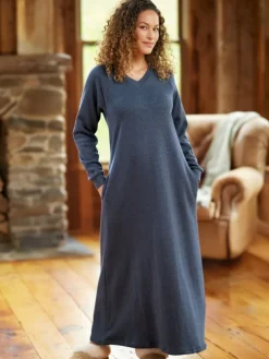 Heathered Sweatshirt V-Neck Popover Nightgown
