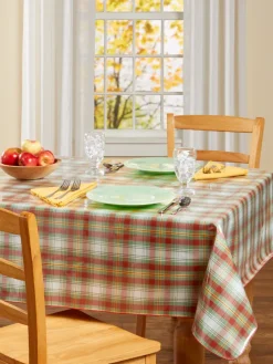 Heavy-Duty Print Oilcloth Tablecloth in Fall Plaid