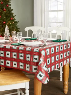 Heavy-Duty Vinyl Christmas Joy Tablecloth
