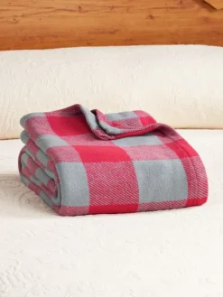 Heritage Cotton and Acrylic Plaid Blanket or Throw