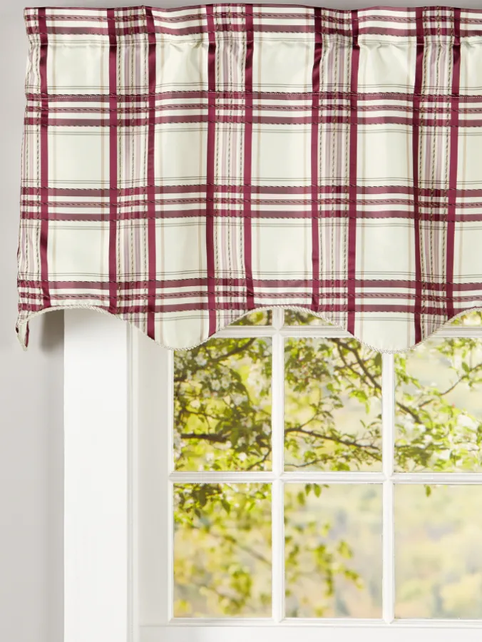 Hillside Plaid Lined Rod Pocket Scalloped Valance by Country Curtains®