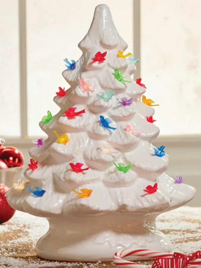 Holiday Bird Ceramic Christmas Tree Bulbs