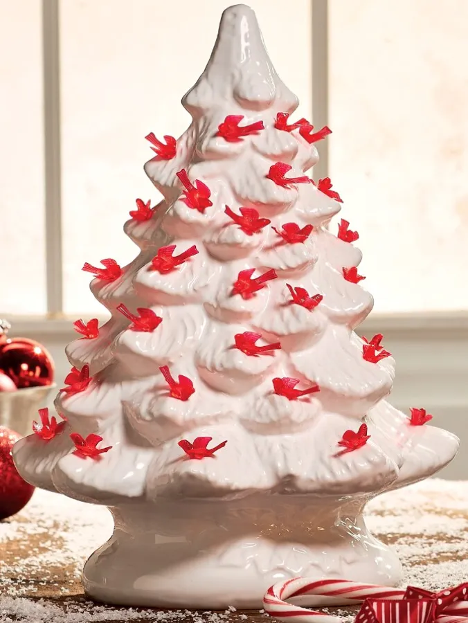 Holiday Bird Ceramic Christmas Tree Bulbs