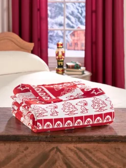 Holidays With Snoopy Double-Flannel Cotton Portuguese Blanket