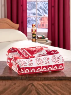 Holidays With Snoopy Double-Flannel Cotton Portuguese Blanket