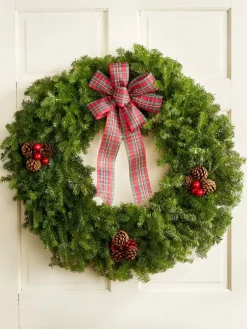 Holiday Tartan 30 Inch Balsam Wreath