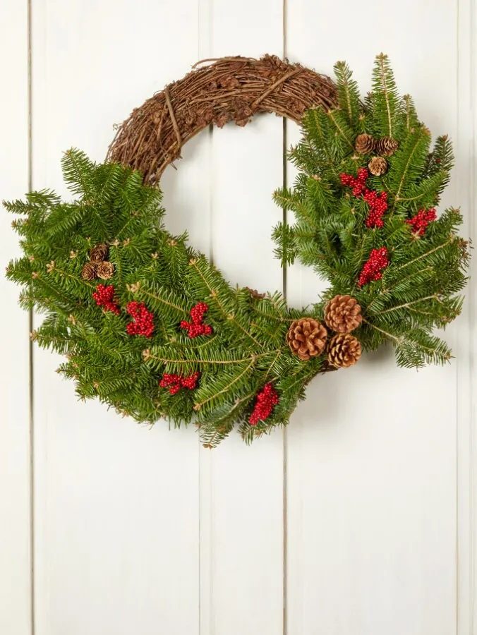 Homestead Grapevine and Fresh Balsam Christmas Wreath, 24 Inch
