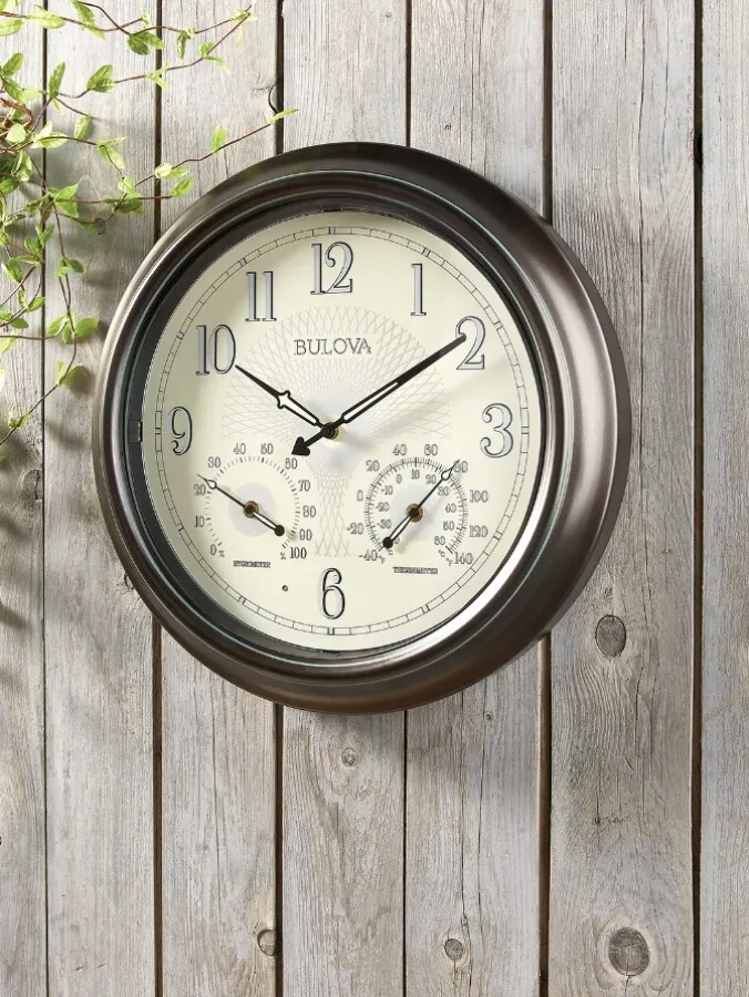 Illuminated Outdoor Clock With Thermometer