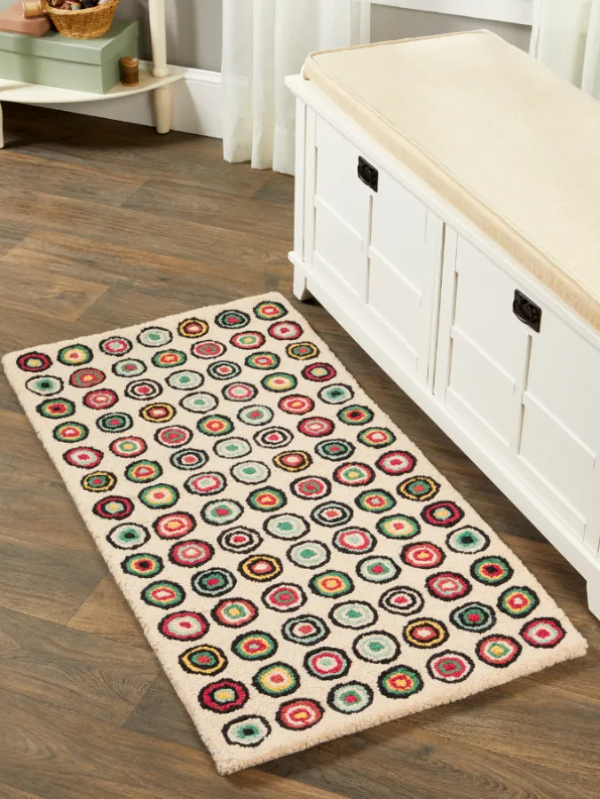 Infinity Circles Hooked Wool Rug