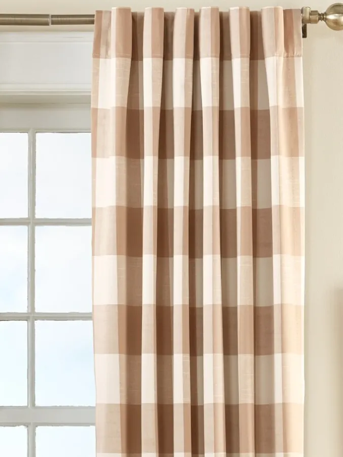 Insulated Jumbo Buffalo Check Lined Rod Pocket Curtains With Back Tabs