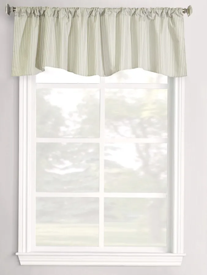 Insulated Ticking Stripe Lined Rod Pocket Scalloped Valance