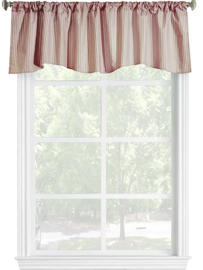 Insulated Ticking Stripe Lined Rod Pocket Scalloped Valance