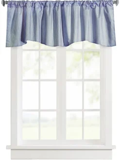 Insulated Ticking Stripe Lined Rod Pocket Scalloped Valance