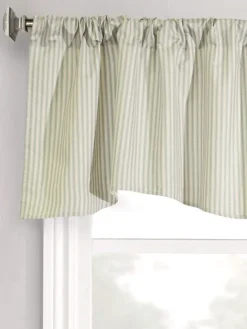 Insulated Ticking Stripe Lined Rod Pocket Scalloped Valance