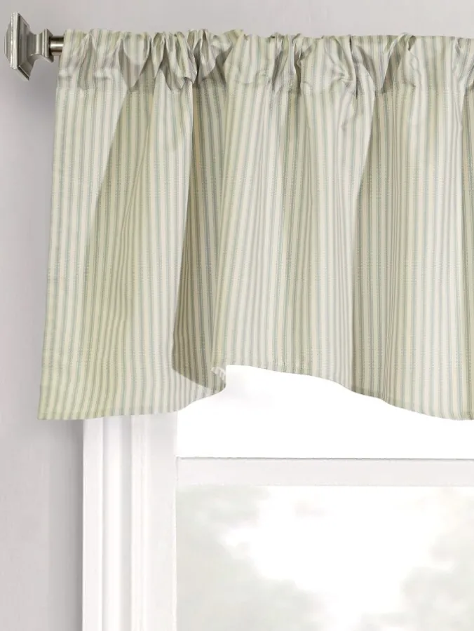 Insulated Ticking Stripe Lined Rod Pocket Scalloped Valance