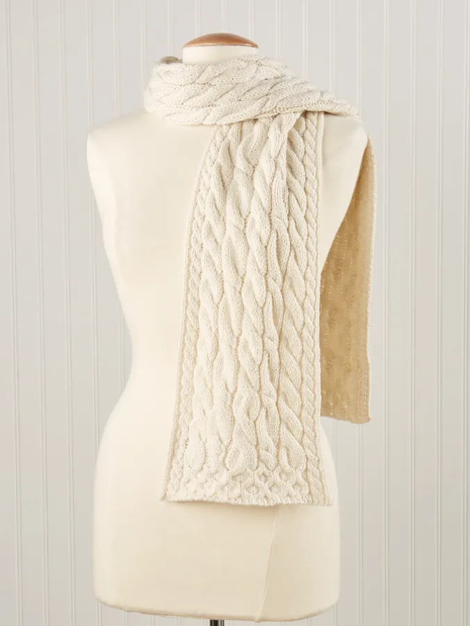 Irish Supersoft Wool Cable-Knit Scarf for Men and Women