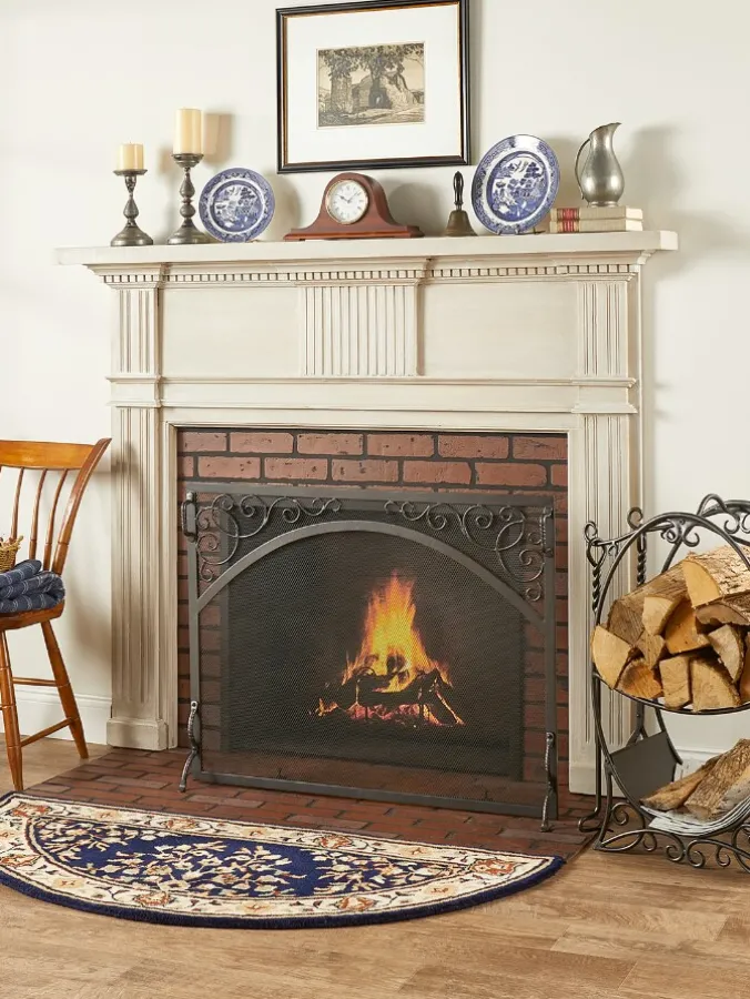 Iron Fireplace Screen With Scroll Detailing