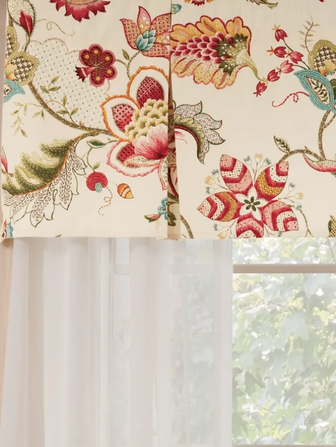 Jacobean Floral Lined Rod Pocket Pleated Valance by Country Curtains®