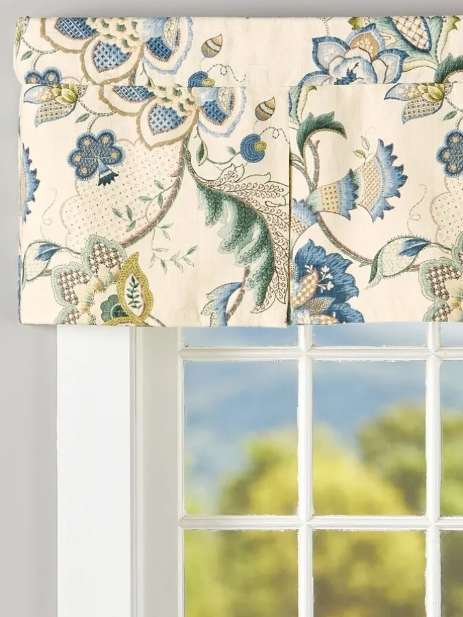 Jacobean Floral Lined Rod Pocket Pleated Valance by Country Curtains®