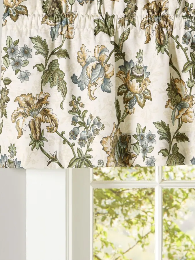 Jacobean Garden Rod Pocket Tailored Valance