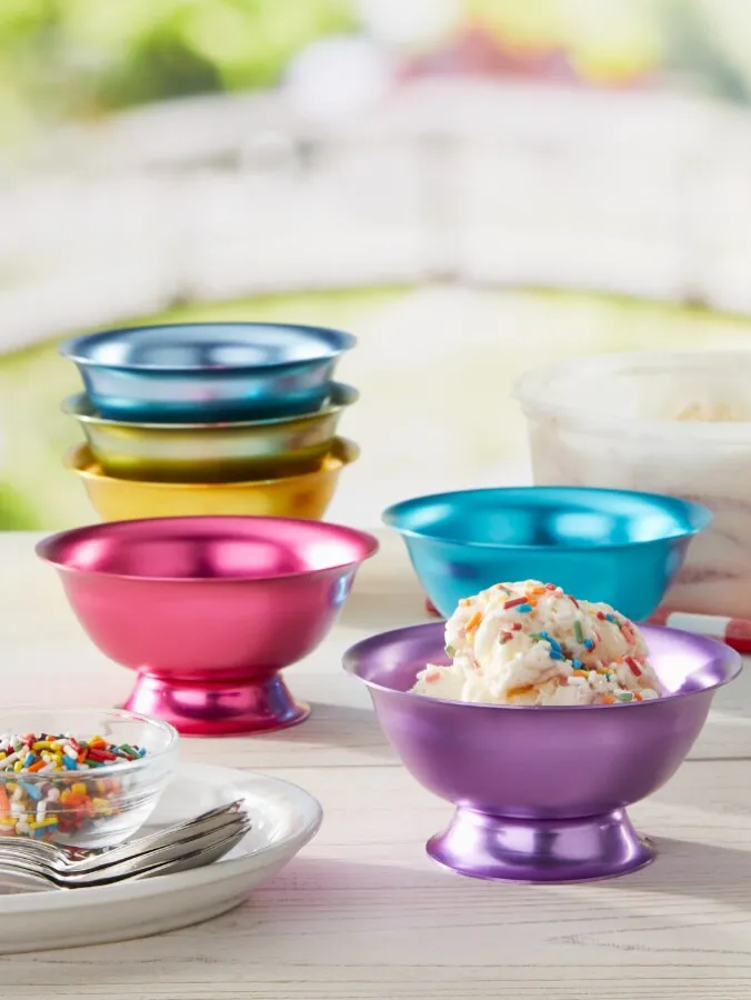 Jewel-Tone Aluminum Ice Cream Bowl, Set of 6