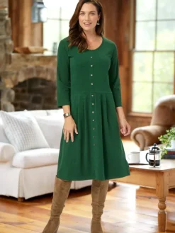 Jewel-Tone Knit Floral Dress