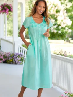 Lace and Floral Cotton Nightgown