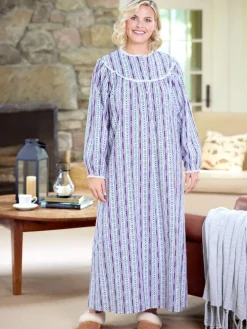 Lanz Classic Tyrolean Cotton Flannel Nightgown, 54 Inch