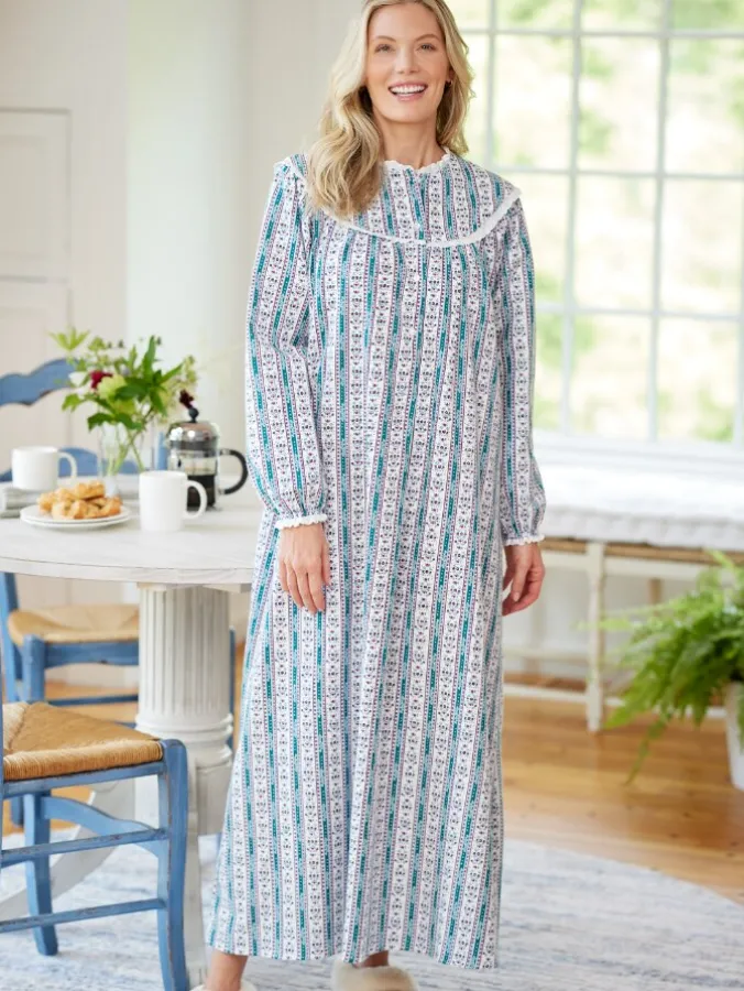 Lanz Classic Tyrolean Cotton Flannel Nightgown, 54 Inch