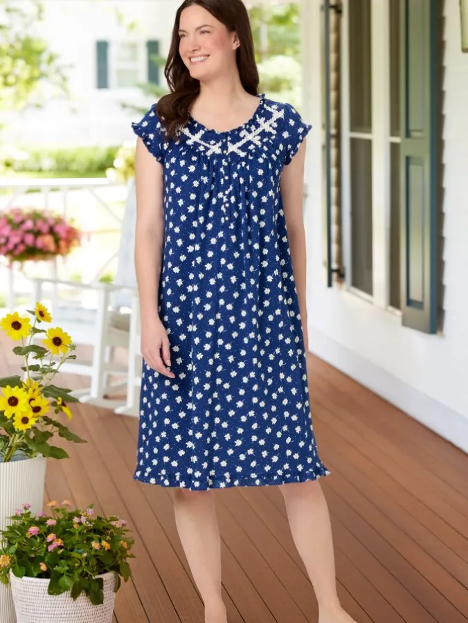 Lanz Daisy Delight Cotton Knit Nightgown