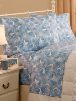 Lanz Sleeping Moon and Stars Portuguese Cotton Flannel Sheet Set