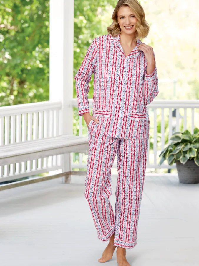 Lanz Tyrolean Long-Sleeve Cotton Lawn Pajama Set