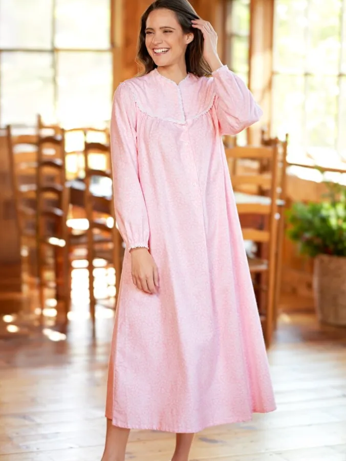 Lanz Vintage Floral Flannel Nightgown