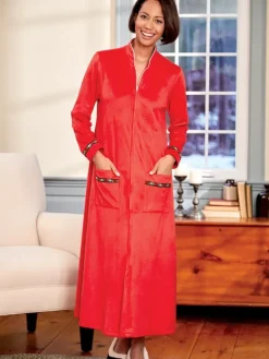Lanz Zip-Front Fleece Robe