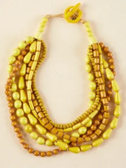 Layered Wooden Bead Adjustable Necklace