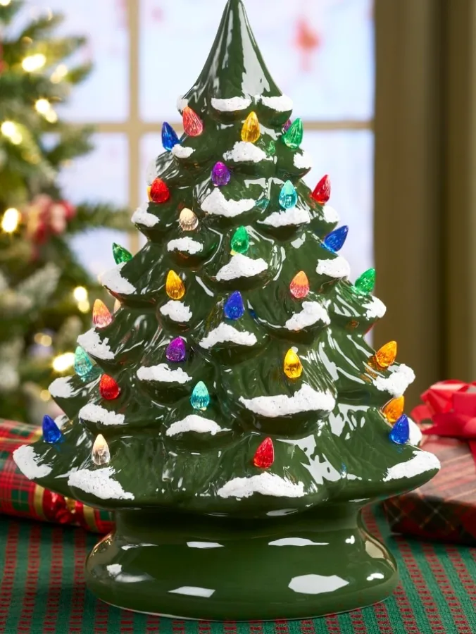 Lighted Ceramic Christmas Tree, 3 Colors