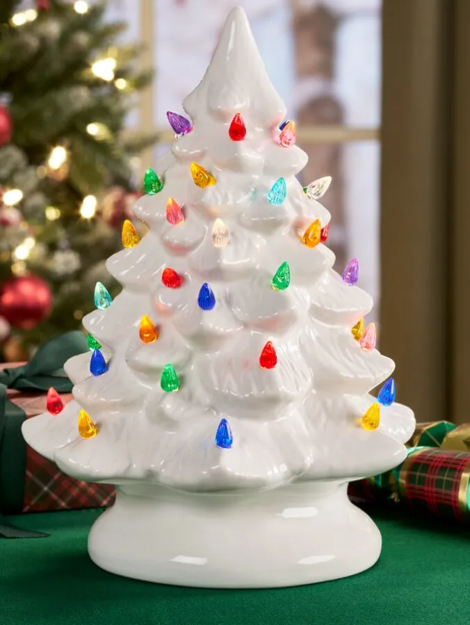 Lighted Ceramic Christmas Tree, 3 Colors