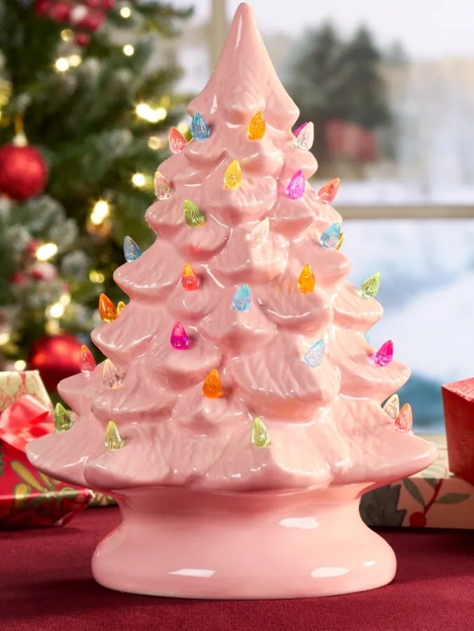 Lighted Ceramic Christmas Tree, 3 Colors