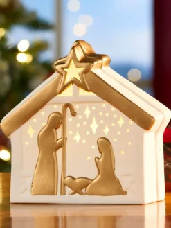 Lighted Ceramic Nativity Scene
