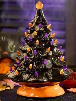 Lighted 13 Inch Ceramic Halloween Tree