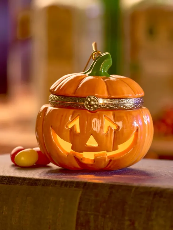 Lighted Porcelain Pumpkin Ornament and Trinket Box