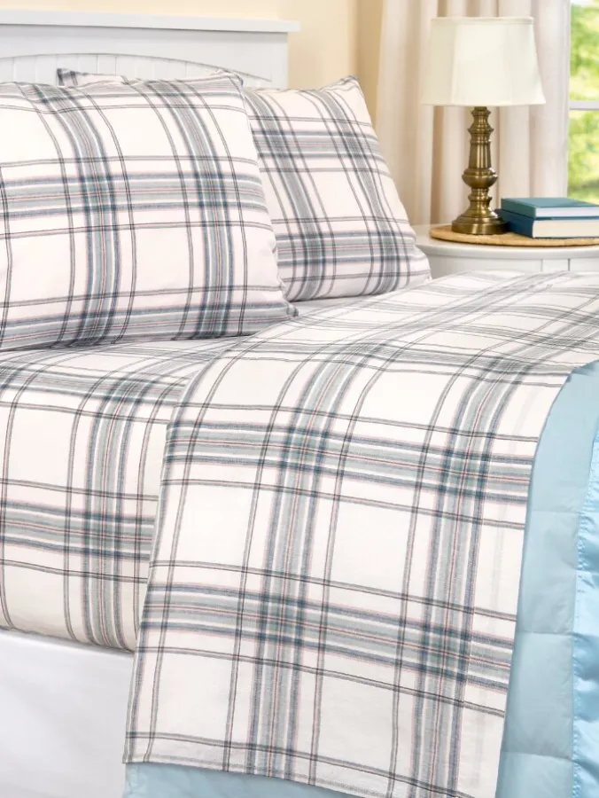 Linen and Cotton Yarn-Dyed Plaid Sheet Set