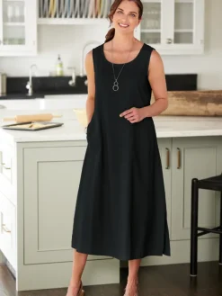 Linen-Blend Sleeveless Popover Dress