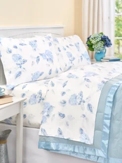 Lovely Hydrangea Supreme Sateen Portuguese Cotton Sheet Set