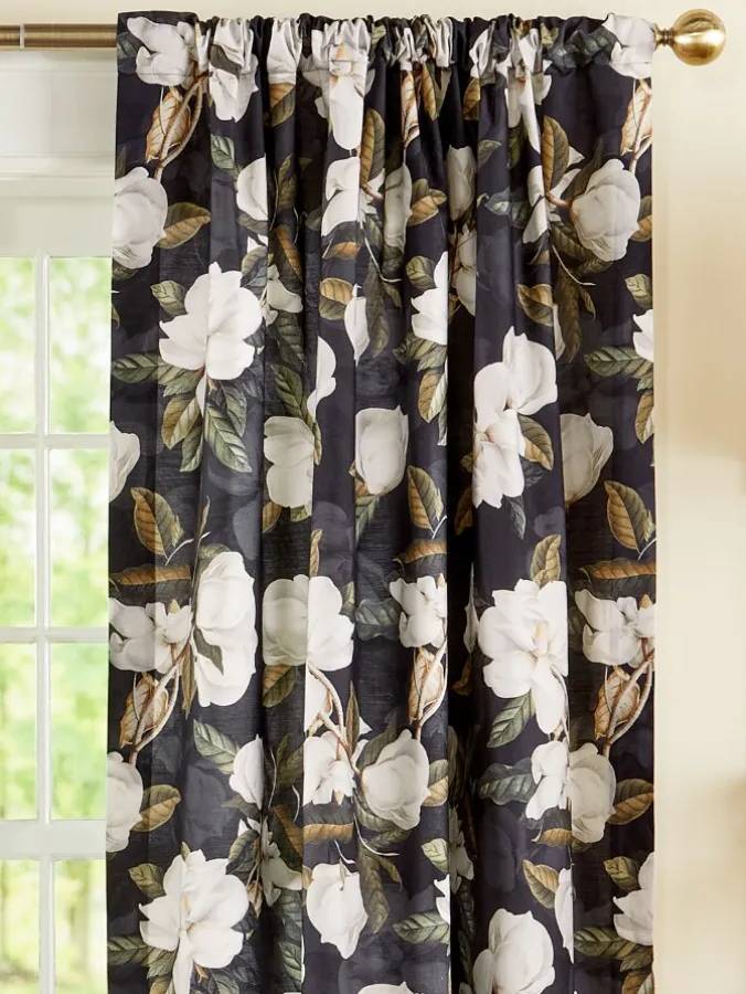 Magnolias in Bloom Lined Rod Pocket Curtains